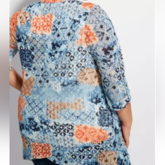 NWT Catherines Multi Tile Sunrise Asymmetrical Tunic Blouse - Picture 10 of 10